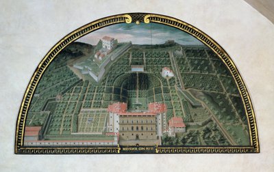 Fort Belvedere and the Pitti Palace from a Series of Lunettes Depicting Views of the Medici Villas, 1599 by Giusto Utens
